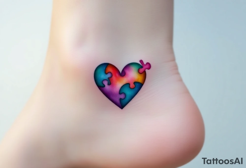 autism heart puzzle shape symbol tattoo idea