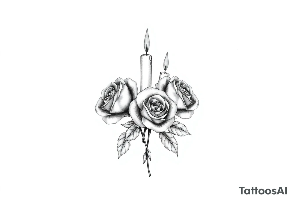 Blue, 2 roses, 2 candles, water tattoo idea