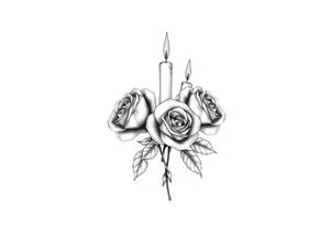 Blue, 2 roses, 2 candles, water tattoo idea