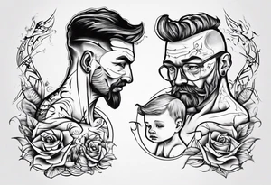 dad and son contour tattoo idea