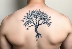 jacaranda tree no leave or flowers with lace drop embellishment tattoo idea