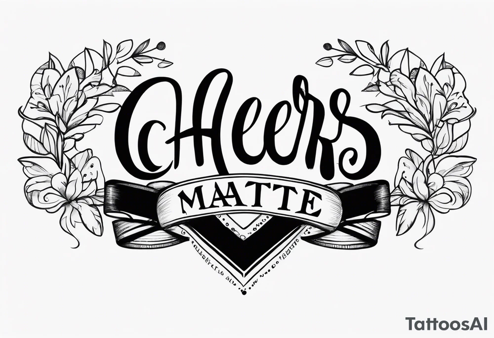 Cheers Mate text, armband +Cancer Ribbon tattoo idea