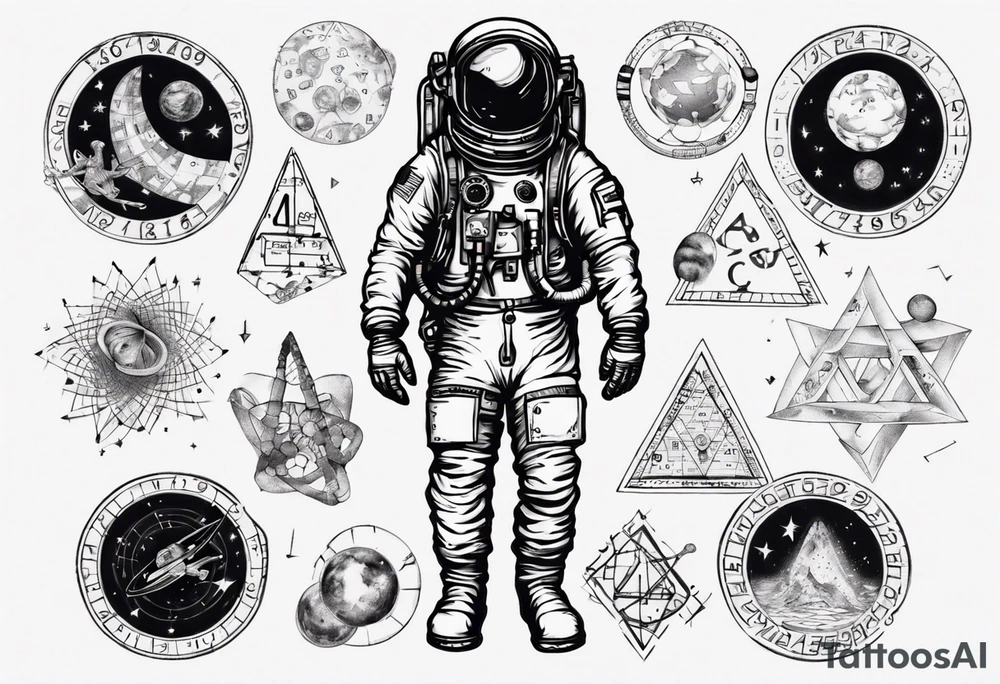 Astronaut surrounded by math tattoo idea