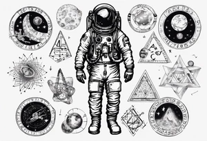 Astronaut surrounded by math tattoo idea