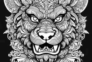 Foo dog full sleeve tattoo tattoo idea