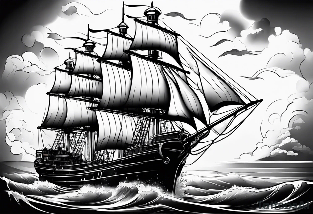 Lighthouse ship infront tattoo idea