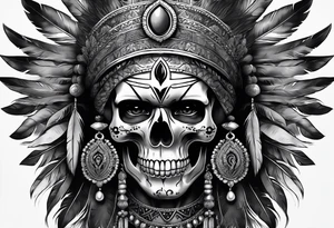 an indian with a skull instead of a face tattoo idea