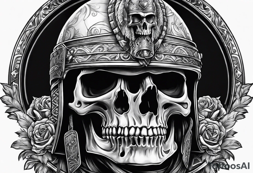 roman soldier skull tattoo idea