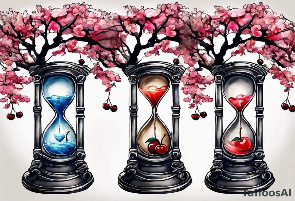 Hourglass
With a cherry tree and a dying tree inside tattoo idea