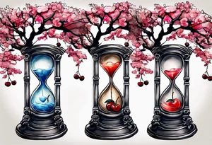 Hourglass
With a cherry tree and a dying tree inside tattoo idea