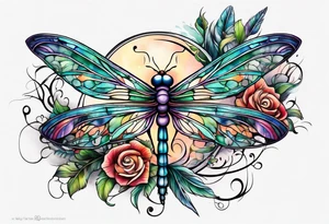 Feather dragonfly vine tattoo idea