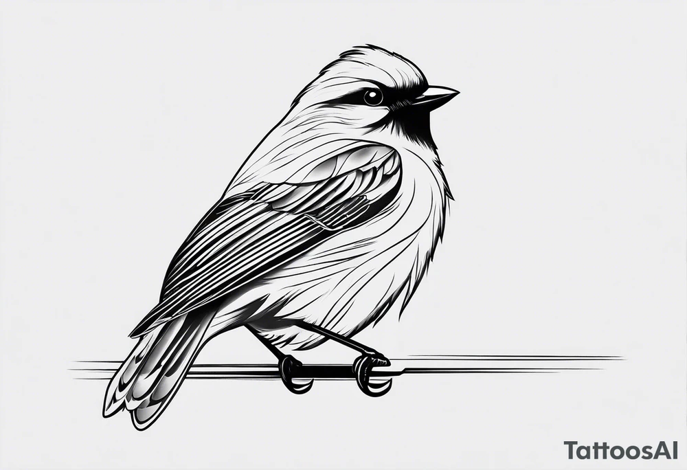 small bird minimal lines tattoo idea