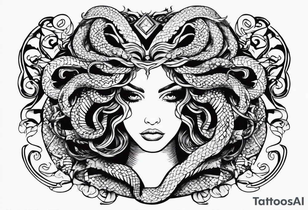 Medusa gorgon, snakes instead of hair, like stone tattoo idea