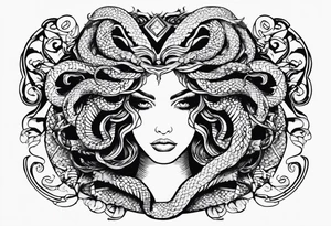Medusa gorgon, snakes instead of hair, like stone tattoo idea