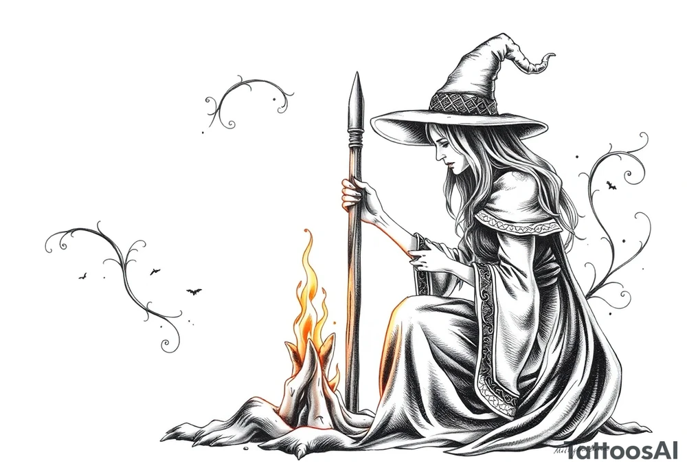 Witch burning at the stake tattoo idea