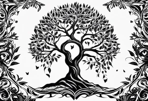tree of life with long roots
3 line triangles behind tattoo idea