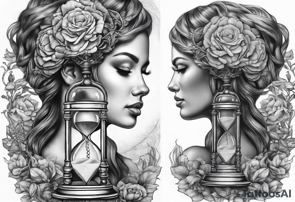 Sagittal brain inside hourglass tattoo idea