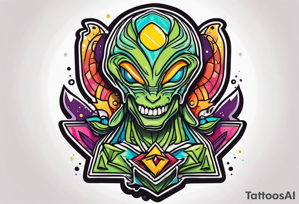 zig zag rolling paper logo as an alien tattoo idea