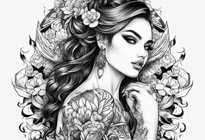 full back tattoo sketch for female tattoo idea