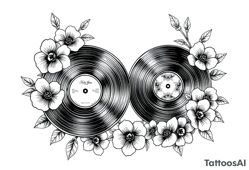vinyl records surrounded by flowers tattoo idea vinyl records surrounded by flowers tattoo idea