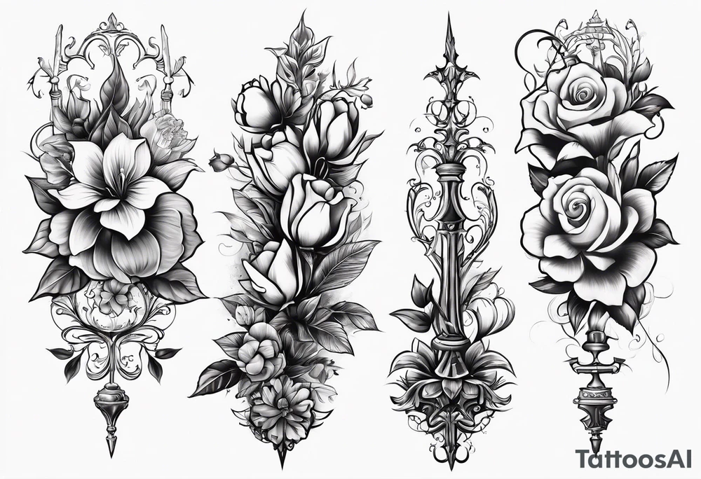 Spine tattoo with flowers and a country aspect tattoo idea