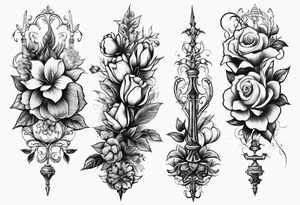 Spine tattoo with flowers and a country aspect tattoo idea