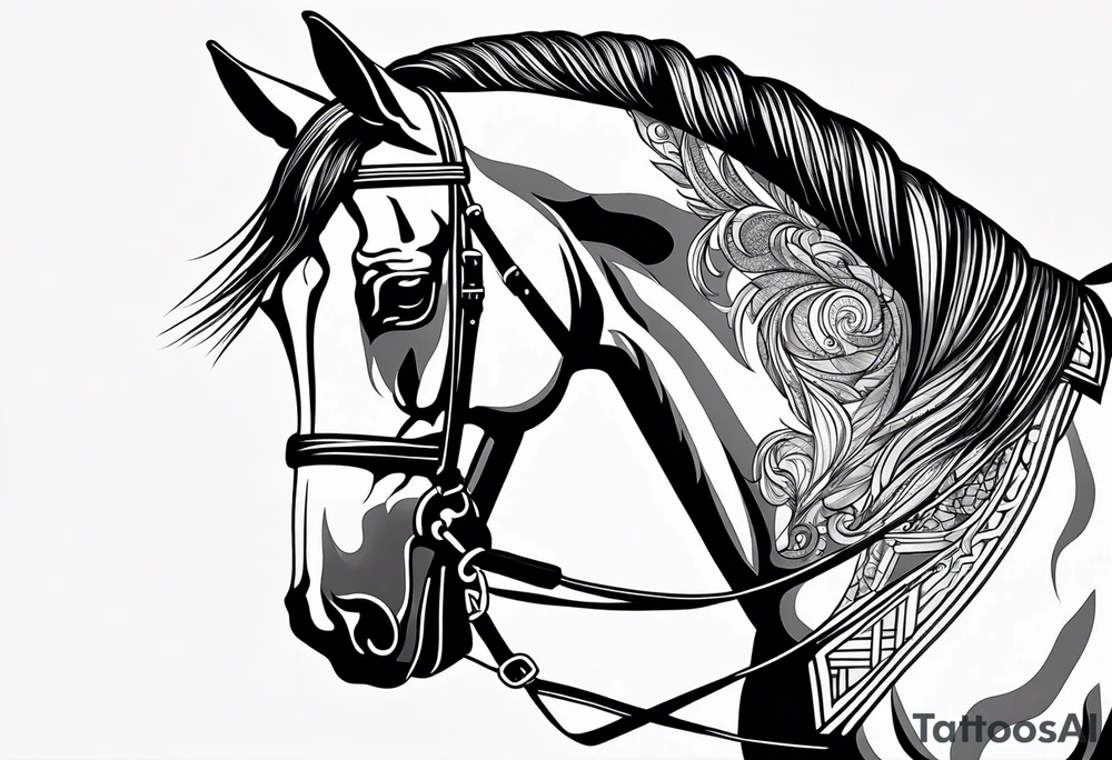 Horse portrait no shading tattoo idea