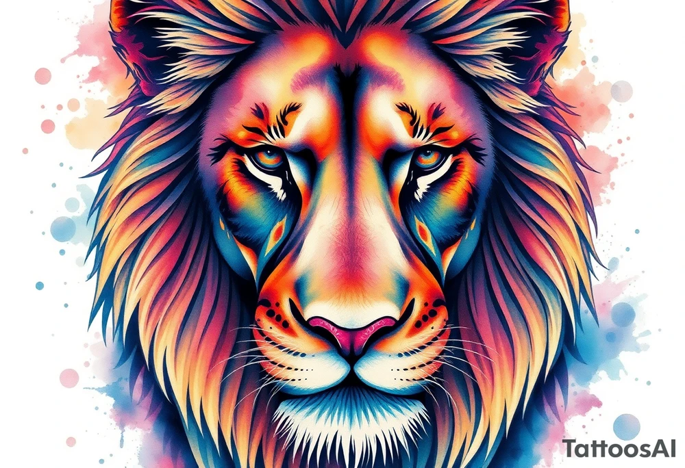 powerful majestic lion, close-up tattoo idea