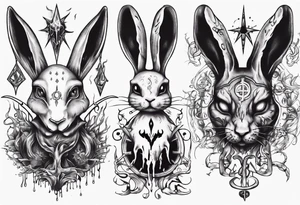 blood, satanic, rabbit tattoo idea
