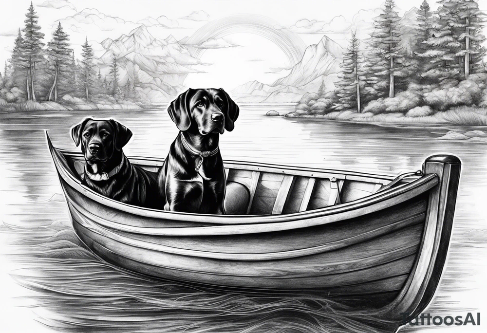 two dogs in a boat tattoo idea