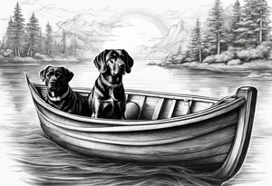 two dogs in a boat tattoo idea