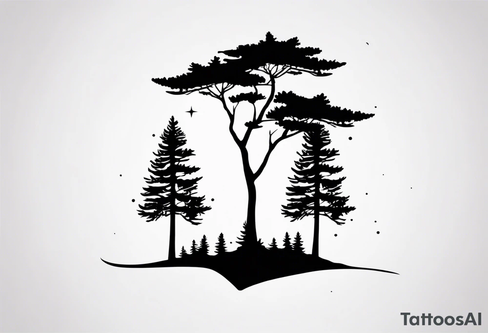 Two Pine tree silhouette tattoo idea