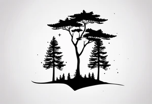 Two Pine tree silhouette tattoo idea