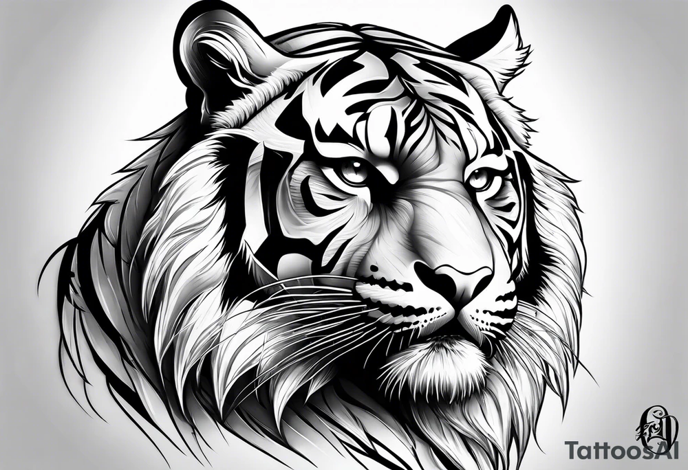 Tiger with owl eyes tattoo idea