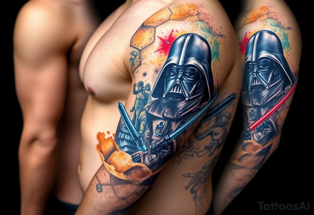 Honey combs with starwars characters tattoo idea
