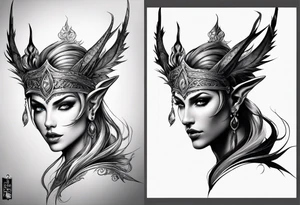 Elfe mit spitzen ohren nd geflochtenen zöpfen tattoo idea