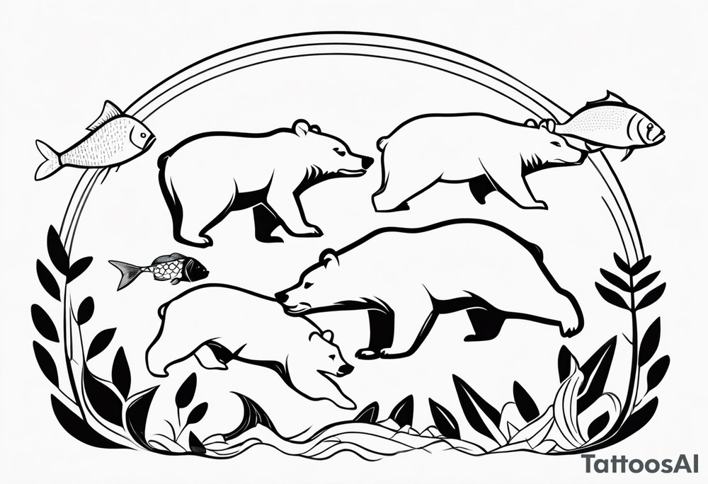 bears with fish in mouth tattoo idea