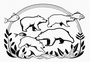 bears with fish in mouth tattoo idea