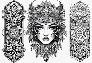 A tattoo with tribal and nature motifs tattoo idea