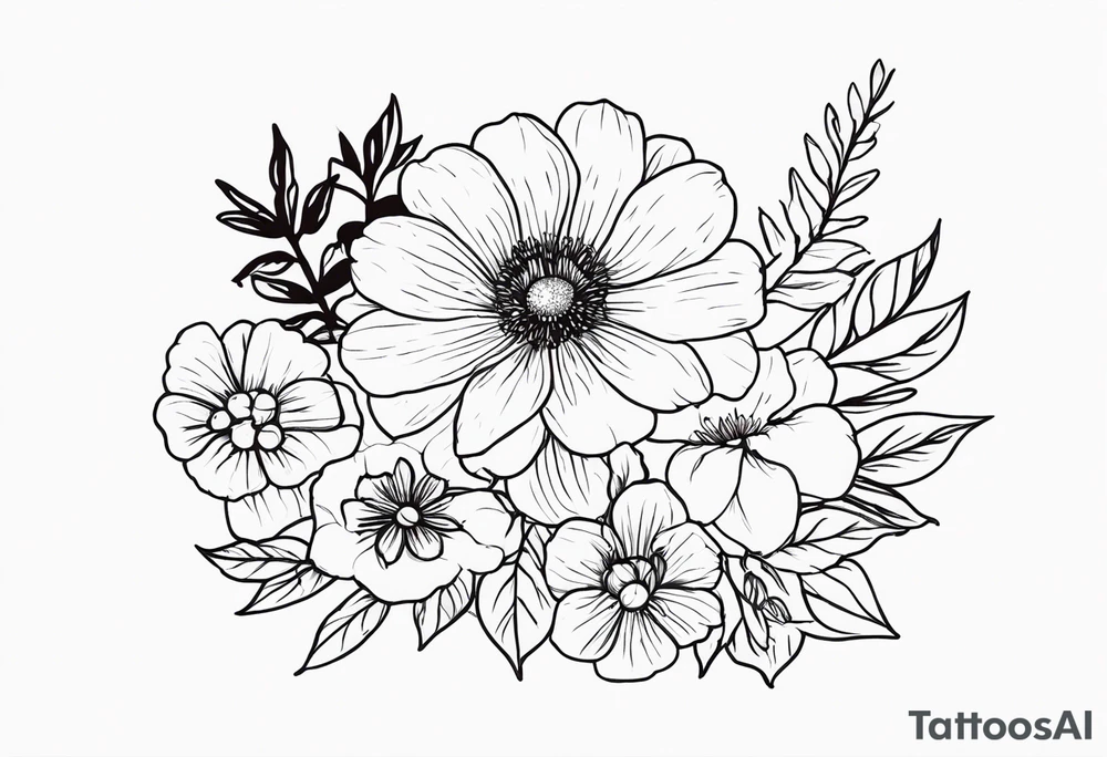 Love is togetherness with November and July birth flowers tattoo idea