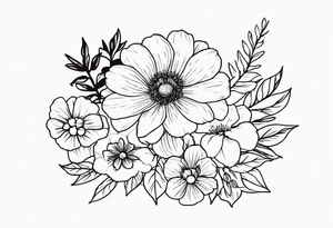 Love is togetherness with November and July birth flowers tattoo idea