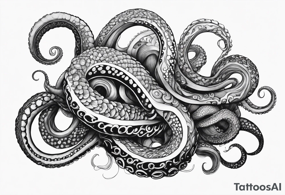 natural real outstretched single tentacle tattoo idea