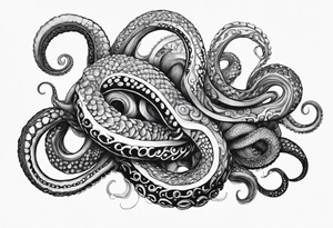 natural real outstretched single tentacle tattoo idea