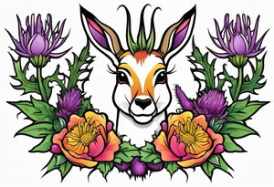 Springbok and scottish thistle tattoo idea