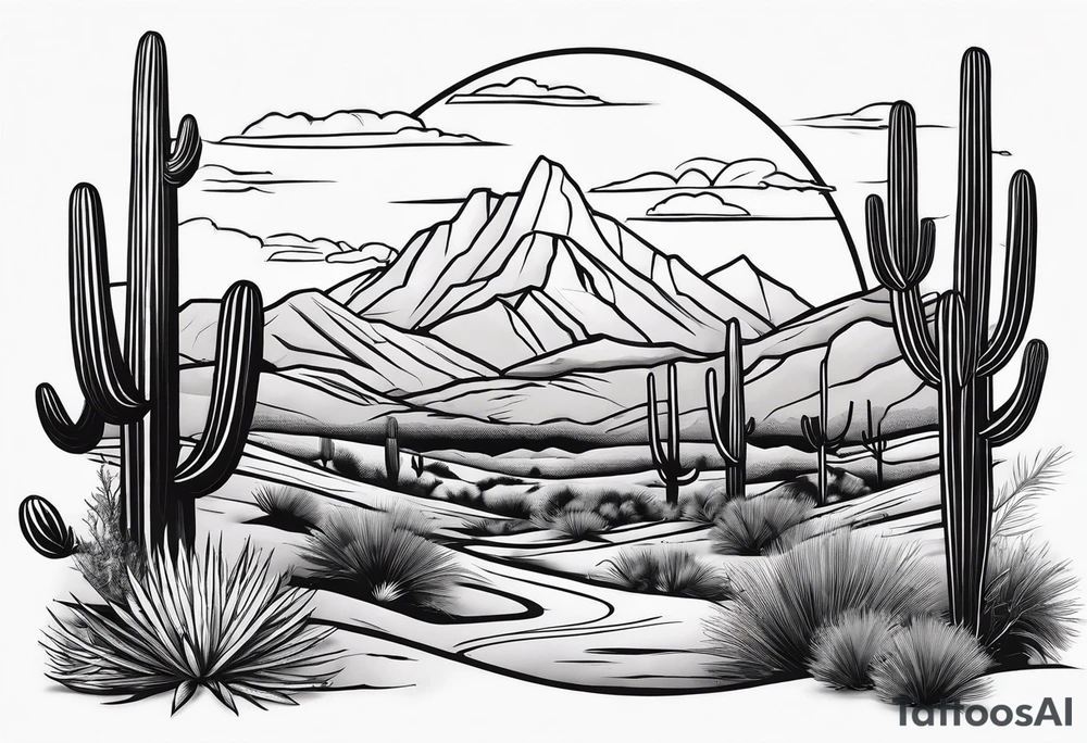 arizona desert with mountains tattoo idea