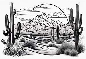 arizona desert with mountains tattoo idea