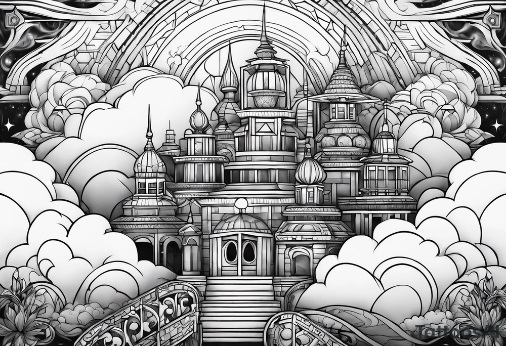 cloud town tattoo idea