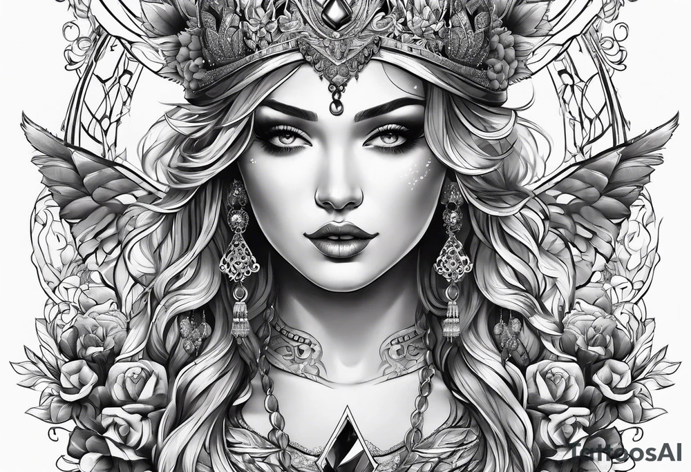 Femida in graphic-style tattoo idea