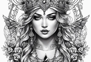 Femida in graphic-style tattoo idea