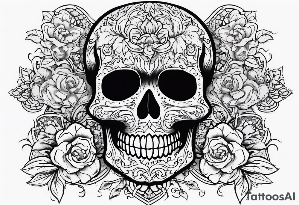 Day of dead skull with smoke around it tattoo idea